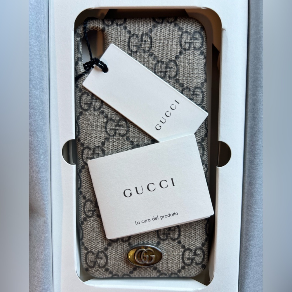 NWT GUCCI iPhone XS Max Cell Phone Case with Gift Box - Beige Multi